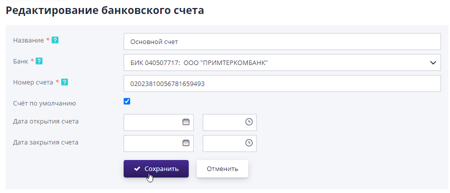 Editing account information