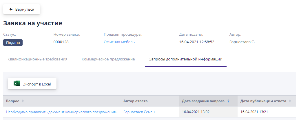 Requests for additional information