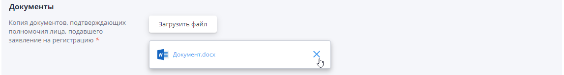 Deleting a file in a registration application